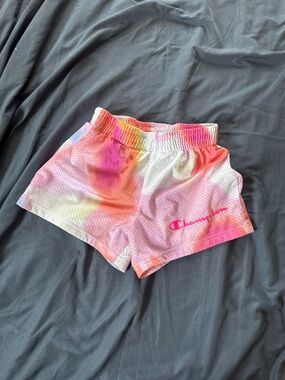 Champion Tie-Dye Mesh Shorts — Pink, Orange & Yellow